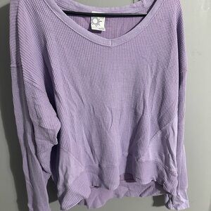 Aerie Lilac Waffle Knit Sweatshirt